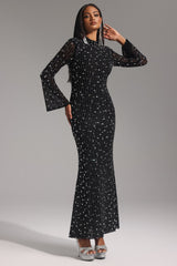 Elisa Black Maxi Dress with Shimmering Embellishments for Special Occasions