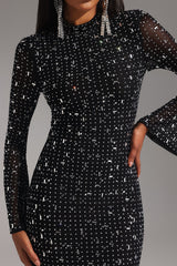 Elisa Black Maxi Dress with Shimmering Embellishments for Evening Events or Formal Gatherings