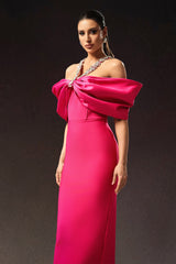 Elisa Pink Halter Neckline Bow Detail Dress