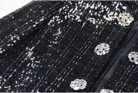 Elisa Tailored Tweed Jacket - Long Sleeves - Silver Detailing - Jeweled Buttons