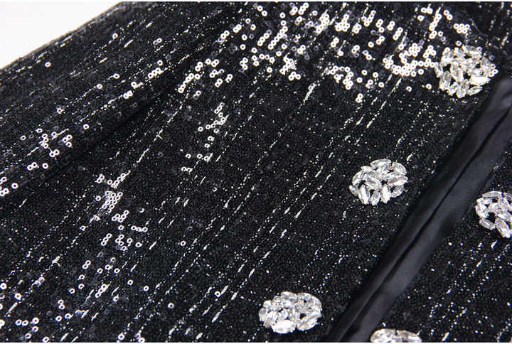 Elisa Tailored Tweed Jacket - Long Sleeves - Silver Detailing - Jeweled Buttons