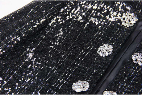 Elisa Tailored Tweed Jacket - Long Sleeves - Silver Detailing - Jeweled Buttons