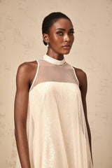 Elisabetta Midi Dress - Sequin Embellishment - Tulle Panelling - Flared Hem - Layered Design - Sleeveless