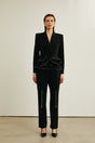 Élise black zipdetail jacket  trousers matching set