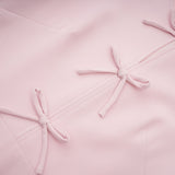 Elise pink bowdetail splitneck midi dress