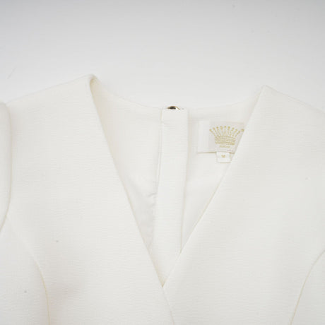 Élise pleated peplumhem blazer dress in White