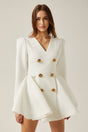 Élise pleated peplumhem blazer dress in White