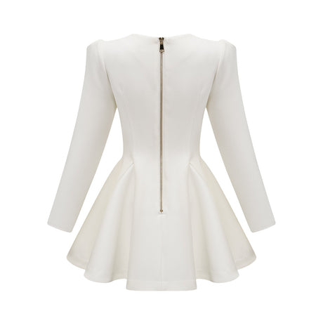 Élise pleated peplumhem blazer dress in White