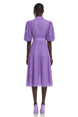 Elisenda Lavender Lace Puff Sleeve Mini Dress