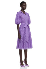 Elisenda Lavender Lace Puff Sleeve Mini Dress