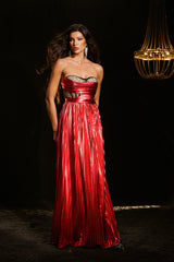 Eliza Red Lace Strapless Maxi Dress