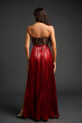 Eliza Red Lace Strapless Maxi Dress