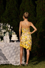 Elizabeth Kimmi Sleeveless Flowers Mini Dress Beige