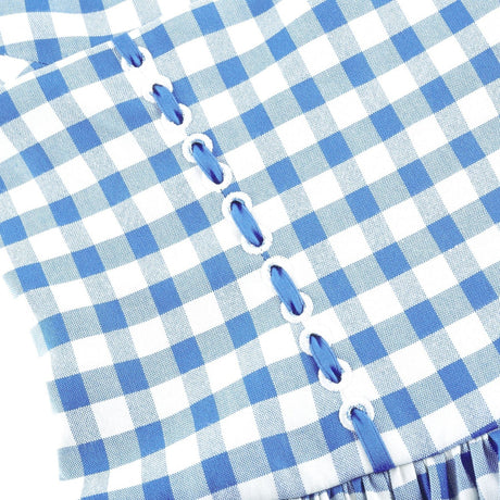 Ella Midi Dress - Square Neck - Gingham Print - Ribbon Detailing - Welt Pockets - Rear Zip