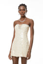 Elliana Cream White Sequin Mini Dress