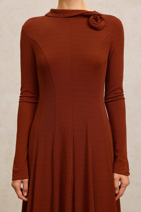 Ellie Brown Maxi Dress with Floral Embellishment
