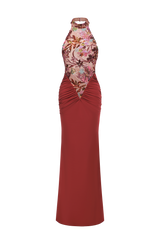 Ellie Red Floral Sequins Maxi Dress