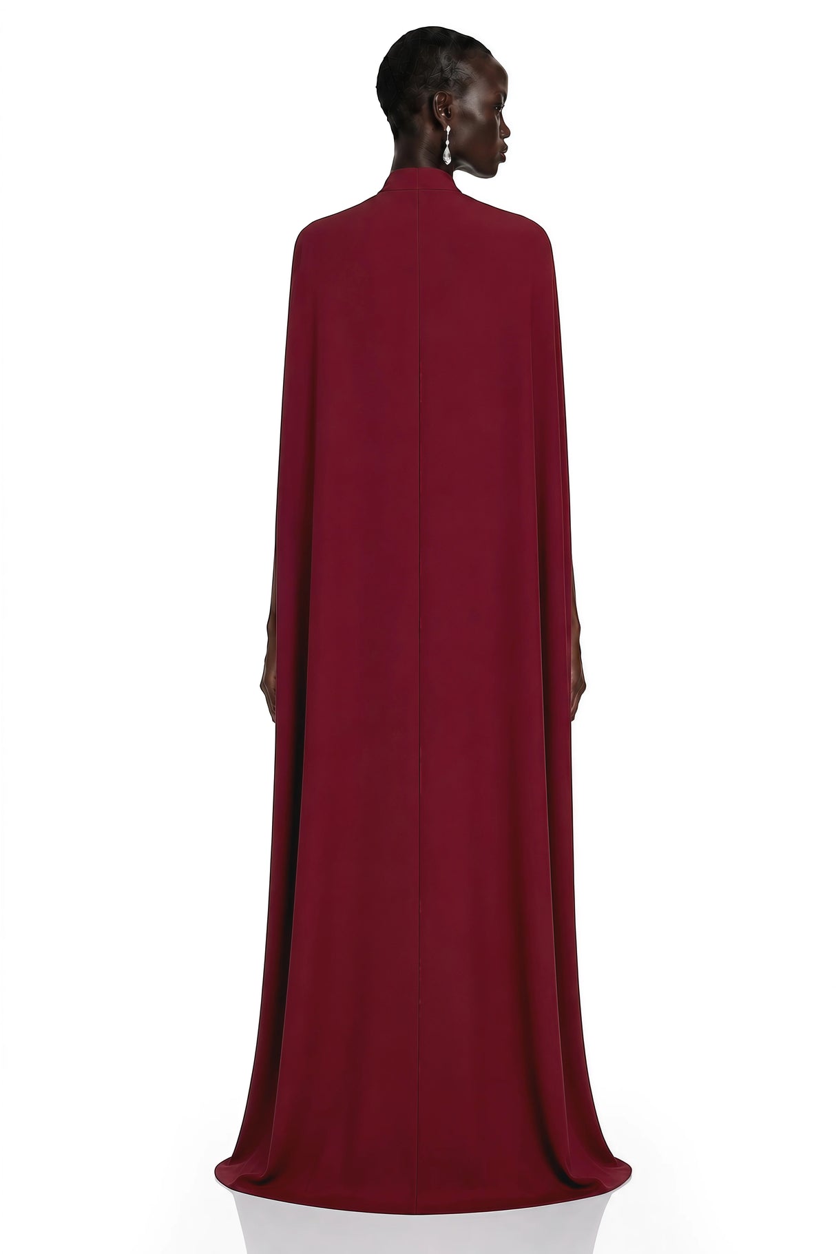 Elmas Red Mock Neck Maxi Dress with Cape Sleeves