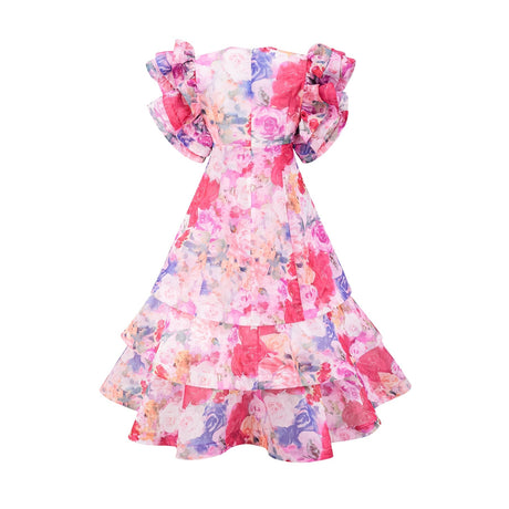 Élodie floralprint ruffled gown