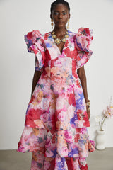 Élodie floralprint ruffled gown