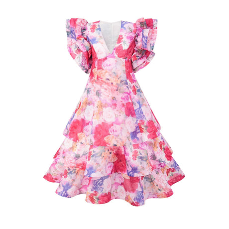 Élodie floralprint ruffled gown