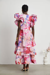 Élodie floralprint ruffled gown