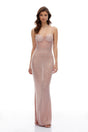 Elodie Pink Fully Embellished Mesh Maxi Dress