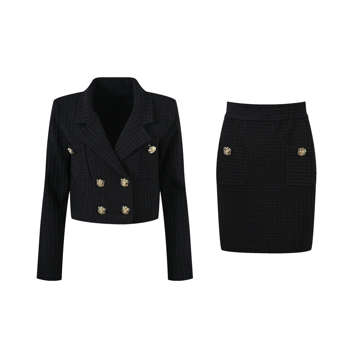 Élodie waffleknit jacket  skirt matching set