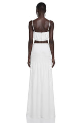 Elodie White Ruched Crop Top  Draped Skirt Set