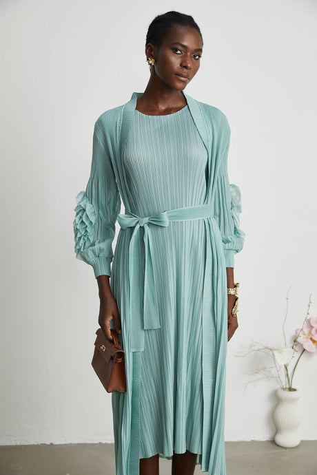 Éloïse fauxflower knitted dress  coat matching set