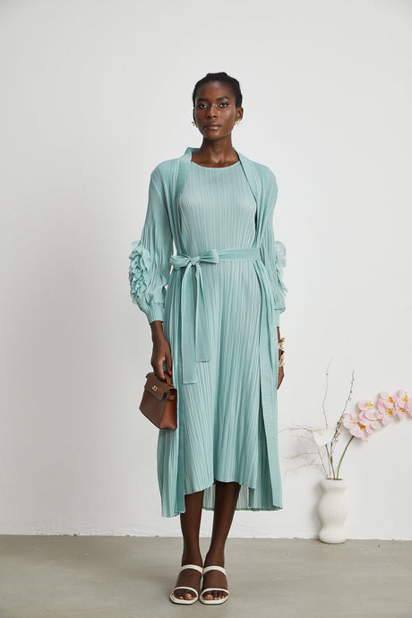 Éloïse fauxflower knitted dress  coat matching set