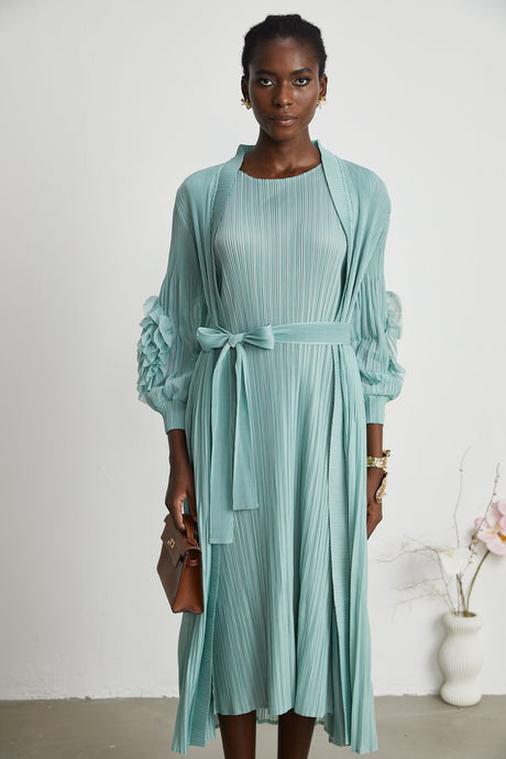 Éloïse fauxflower knitted dress  coat matching set