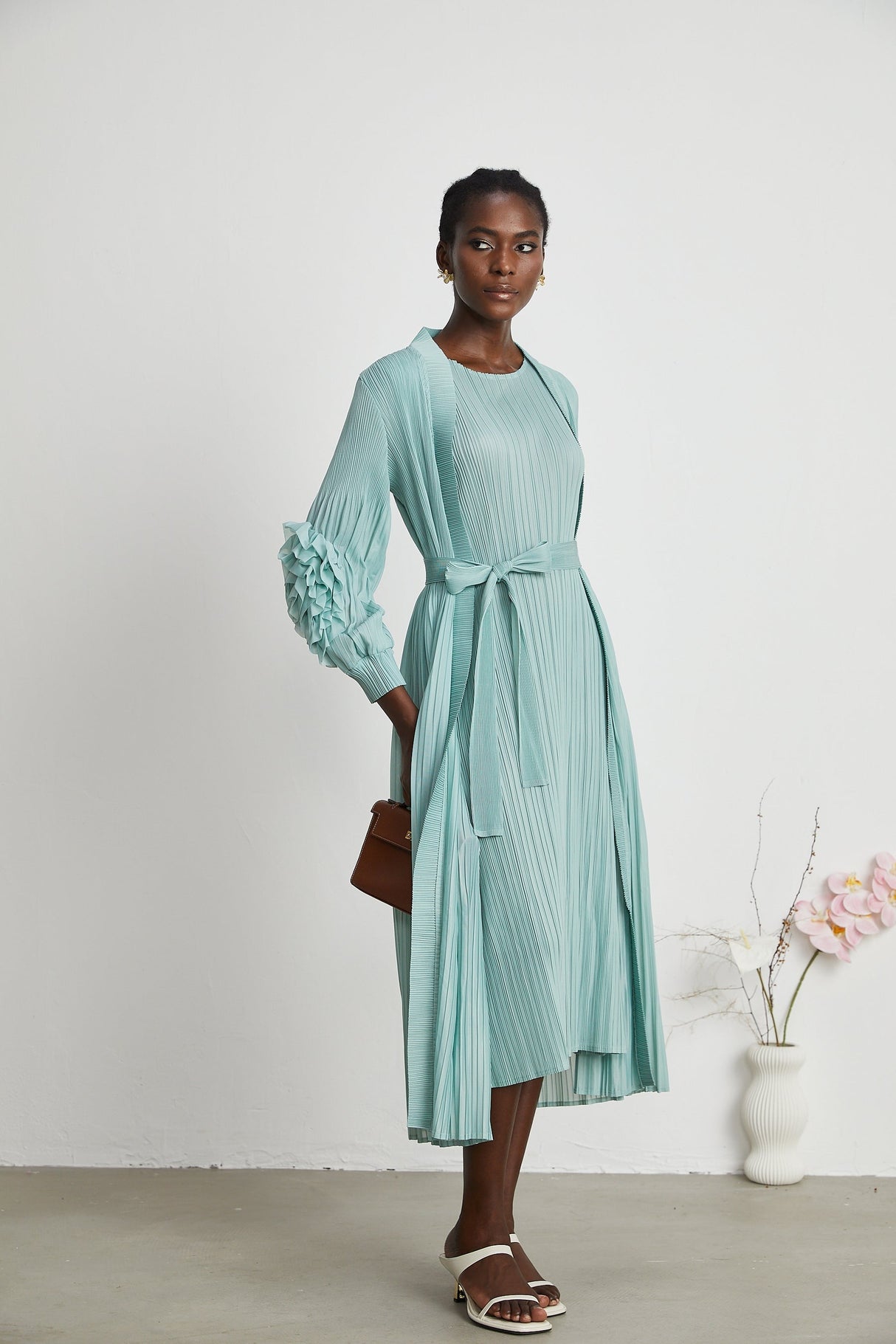 Éloïse fauxflower knitted dress  coat matching set