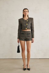 Éloïse metallicthreading cropped jacket