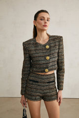 Éloïse metallicthreading cropped jacket
