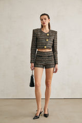 Éloïse metallicthreading cropped jacket
