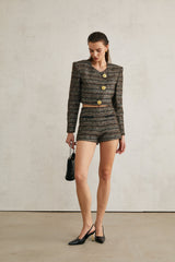 Éloïse metallicthreading cropped jacket