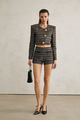 Éloïse metallicthreading cropped jacket