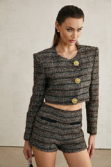 Éloïse tweed metallicthreading shorts
