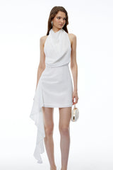 Eloise White Halterneck Sleeveless Mini Dress