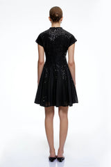 Elowen Black Sequin Tulle Mini Dress