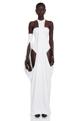 Elowen White Halter Neck Draped Maxi Dress