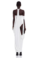 Elowen White Halter Neck Draped Maxi Dress