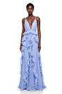 Elowyn Blue Backless Ruffled Maxi Dress