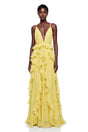 Elowyn Yellow Backless Ruffled Maxi Dress