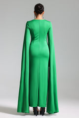 Emanuela Green Flared Sleeve Square Neckline Dress