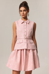 Emanuela Pink Sequin Lapel Mini Dress