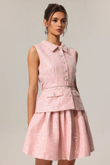 Emanuela Pink Sequin Lapel Mini Dress