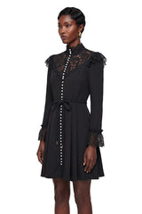 Embla Black Lace Trim Mini Dress