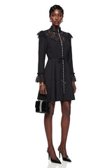 Embla Black Lace Trim Mini Dress